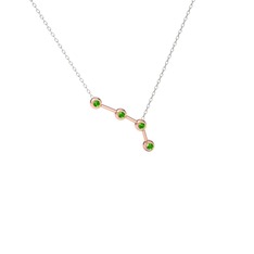 Peridot 18 ayar rose altın kolye (40 cm beyaz altın rolo zincir)