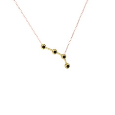 Aries Kolye - Siyah zirkon 14 ayar altın kolye (40 cm rose altın rolo zincir) #flfkyv