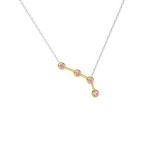 Aries Kolye - Pembe kuvars 925 ayar altın kaplama gümüş kolye (40 cm gümüş rolo zincir) #g4to25