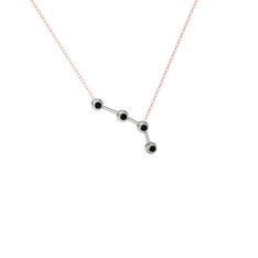 Aries Kolye - Siyah zirkon 14 ayar beyaz altın kolye (40 cm gümüş rolo zincir) #gv33zb