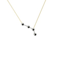 Aries Kolye - Siyah zirkon 8 ayar beyaz altın kolye (40 cm altın rolo zincir) #h1k3f1