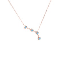 Aries Kolye - Akuamarin 18 ayar rose altın kolye (40 cm gümüş rolo zincir) #h4gqp6