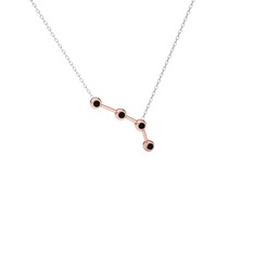 Aries Kolye - Siyah zirkon 8 ayar rose altın kolye (40 cm beyaz altın rolo zincir) #h6vn6z