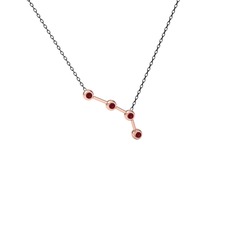 Kök yakut 14 ayar rose altın kolye (40 cm gümüş rolo zincir)