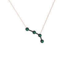 Yeşil kuvars 925 ayar siyah rodyum kaplama gümüş kolye (40 cm rose altın rolo zincir)