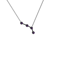 Aries Kolye - Ametist 925 ayar siyah rodyum kaplama gümüş kolye (40 cm gümüş rolo zincir) #jr78wy
