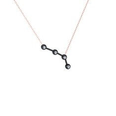 Aries Kolye - Swarovski 925 ayar siyah rodyum kaplama gümüş kolye (40 cm rose altın rolo zincir) #knt3e2