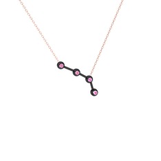 Aries Kolye - Pembe kuvars 925 ayar siyah rodyum kaplama gümüş kolye (40 cm rose altın rolo zincir) #l0rgjb