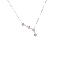 Aries Kolye - Akuamarin 14 ayar rose altın kolye (40 cm beyaz altın rolo zincir) #ldzx7s