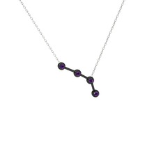 Aries Kolye - Ametist 925 ayar siyah rodyum kaplama gümüş kolye (40 cm beyaz altın rolo zincir) #lumkbl