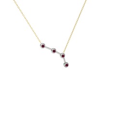 Rodolit garnet 925 ayar gümüş kolye (40 cm altın rolo zincir)