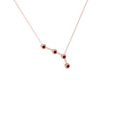 Kök yakut 925 ayar rose altın kaplama gümüş kolye (40 cm rose altın rolo zincir)