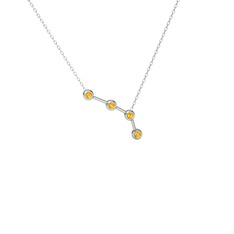 Aries Kolye - Sitrin 18 ayar beyaz altın kolye (40 cm gümüş rolo zincir) #usqjik