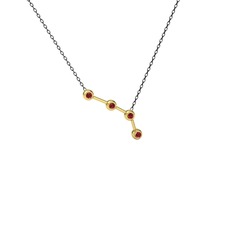 Aries Kolye - Garnet 18 ayar altın kolye (40 cm gümüş rolo zincir) #ux4edm