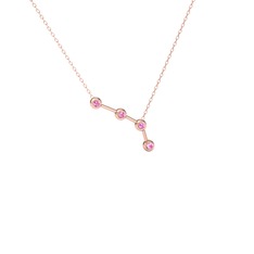 Pembe kuvars 14 ayar rose altın kolye (40 cm rose altın rolo zincir)