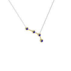 Lab safir 925 ayar altın kaplama gümüş kolye (40 cm beyaz altın rolo zincir)