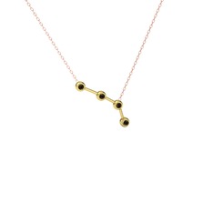 Aries Kolye - Dumanlı kuvars 8 ayar altın kolye (40 cm rose altın rolo zincir) #zcp32n