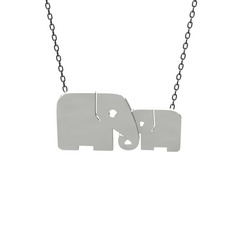 Aile Fil Kolye - 14 ayar beyaz altın kolye (40 cm gümüş rolo zincir) #1e6cydh