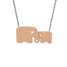 Aile Fil Kolye - 18 ayar rose altın kolye (40 cm gümüş rolo zincir) #1f03loa