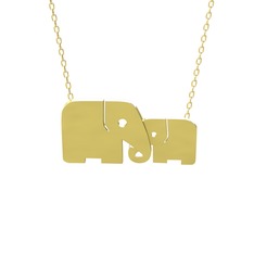 Aile Fil Kolye - 14 ayar altın kolye (40 cm altın rolo zincir) #2c5g9w