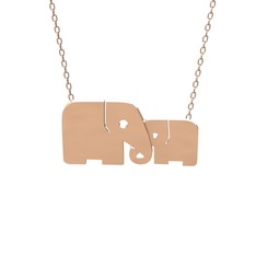 Aile Fil Kolye - 8 ayar rose altın kolye (40 cm gümüş rolo zincir) #xbiffn