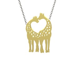 Kalpli Zürafa Kolye - 925 ayar altın kaplama gümüş kolye (40 cm beyaz altın rolo zincir) #10owdoh