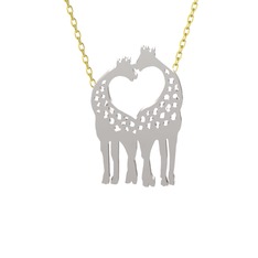 Kalpli Zürafa Kolye - 925 ayar gümüş kolye (40 cm altın rolo zincir) #1xaxnf4