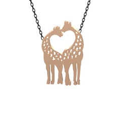 Kalpli Zürafa Kolye - 18 ayar rose altın kolye (40 cm gümüş rolo zincir) #aniwo6