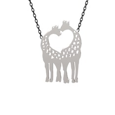 Kalpli Zürafa Kolye - 8 ayar beyaz altın kolye (40 cm gümüş rolo zincir) #n0z4h5