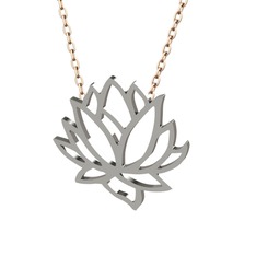 Lotus Çiçeği Kolye - 18 ayar beyaz altın kolye (40 cm gümüş rolo zincir) #129cr2l