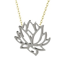 Lotus Çiçeği Kolye - 925 ayar gümüş kolye (40 cm altın rolo zincir) #12zoalo
