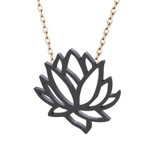 Lotus Çiçeği Kolye - 925 ayar siyah rodyum kaplama gümüş kolye (40 cm gümüş rolo zincir) #13xgd83