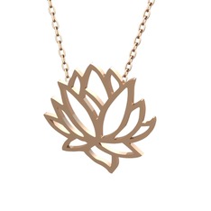 Lotus Çiçeği Kolye - 14 ayar rose altın kolye (40 cm rose altın rolo zincir) #1aqi4c5