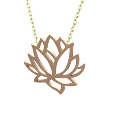 Lotus Çiçeği Kolye - 18 ayar rose altın kolye (40 cm gümüş rolo zincir) #1pmk7ze