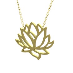 Lotus Çiçeği Kolye - 14 ayar altın kolye (40 cm altın rolo zincir) #62s01i