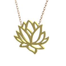 Lotus Çiçeği Kolye - 8 ayar altın kolye (40 cm rose altın rolo zincir) #cfroyg
