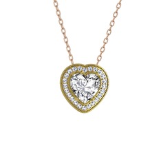 Esinti Kalp Kolye - Beyaz zirkon 925 ayar altın kaplama gümüş kolye (40 cm gümüş rolo zincir) #11nnopn