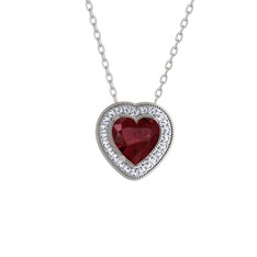 Esinti Kalp Kolye - Kök yakut ve swarovski 925 ayar gümüş kolye (40 cm gümüş rolo zincir) #1398be0