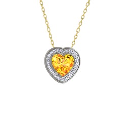 Sitrin ve swarovski 925 ayar gümüş kolye (40 cm altın rolo zincir)