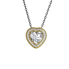 Esinti Kalp Kolye - Swarovski 8 ayar altın kolye (40 cm gümüş rolo zincir) #1kn6g7z