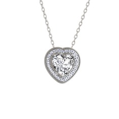 Esinti Kalp Kolye - Swarovski 925 ayar gümüş kolye (40 cm gümüş rolo zincir) #1sqf72h