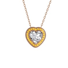 Esinti Kalp Kolye - Swarovski ve sitrin 925 ayar rose altın kaplama gümüş kolye (40 cm gümüş rolo zincir) #1w31pfw