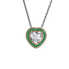 Swarovski ve yeşil kuvars 8 ayar rose altın kolye (40 cm gümüş rolo zincir)