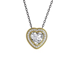 Esinti Kalp Kolye - Swarovski 18 ayar altın kolye (40 cm gümüş rolo zincir) #9qjwxr