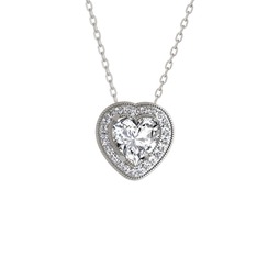 Esinti Kalp Kolye - Swarovski ve pırlanta 18 ayar beyaz altın kolye (0.264 karat, 40 cm beyaz altın rolo zincir) #imn8kv