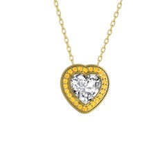 Esinti Kalp Kolye - Swarovski ve sitrin 8 ayar altın kolye (40 cm altın rolo zincir) #jabizi
