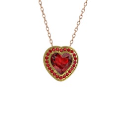 Garnet 8 ayar altın kolye (40 cm rose altın rolo zincir)