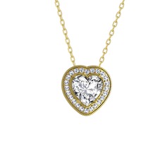Beyaz zirkon ve swarovski 14 ayar altın kolye (40 cm altın rolo zincir)