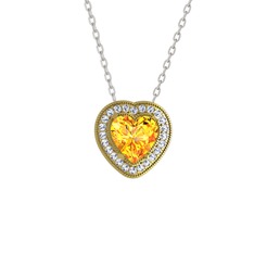 Sitrin ve swarovski 8 ayar altın kolye (40 cm beyaz altın rolo zincir)