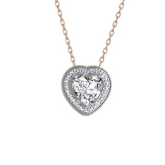 Esinti Kalp Kolye - Swarovski ve beyaz zirkon 8 ayar beyaz altın kolye (40 cm gümüş rolo zincir) #vavjhl